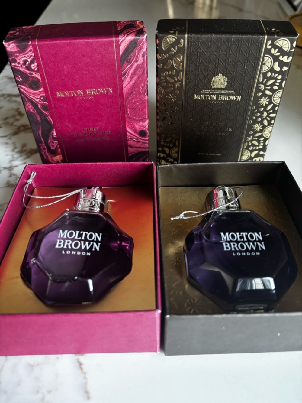 Molton Brown Fiery Pink Pepper (2) Festive Baubles NEW